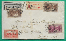 N°112x2 + N°116x2 RECOMMANDE ALGER ALGERIE PAR AVION POUR PARIS 1936 COVER - Airmail