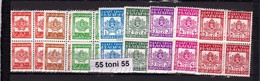 1942 Timbres De Service Yv-1/8 8v.-MNH Block Of Four BULGARIE / Bulgaria - Official Stamps