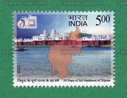 INDIA 2022 Inde Indien - TRIPURA : FULL STATEHOOD 50 YEARS 1v MNH ** - State Map - As Scan - Neufs