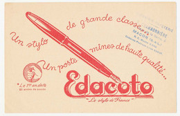 Buvard 21 X 13.5  Le Stylo De France EDACOTO Cachet De La Librairie Papeterie R. Chambonniere à Mâcon Saône Et Loire - Papierwaren