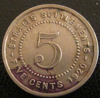 Straits Settlements - Monnaie 5 Five Cents 1920 George V - TTB+ - Kolonies