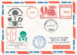 AUTRICHE - Enveloppe WIPA 1981 - EMA Wien11/5/1981 - Cachets Divers, Par Ballon - Ballons