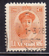 LUXEMBOURG LUSSEMBURGO 1921 1926 GRAND DUCHESS CHARLOTTE CENT. 20c  USED USATO OBLITERE' - 1921-27 Charlotte Front Side