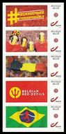 5 Timbres Duostamp Red Devils Coupe Du Monde De Football 2014 Brésil (soccer - Belgium) - 2014 – Brasilien