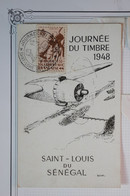 K15 AOF SENEGAL BELLE CARTE 1948 ST LOUIS +JOURNEE TIMBRE  + AFFRANCH. PLAISANT - Brieven En Documenten