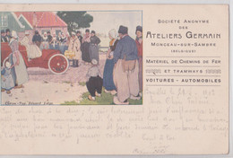 Monceau-sur-Sambre Belgique Ateliers Germain Publicité Matériel De Chemins De Fer Tramways Voitures Automobiles Cpa 1902 - Other