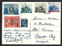 SAINT-MARIN 1949: CP Ill. De Saint Marin Pour Davos-Platz (Suisse), Affr. De 18,10L - Briefe U. Dokumente