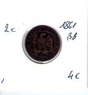 France. 2 Centimes Napoléon III. 1861BB - B. 2 Centimes