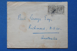 L2 CHYPRE CYPRUS BELLE LETTRE  1937  POUR RICHMOND AUSTRALIA+PAIRE DE T.P    + AFFRANCH. PLAISANT - Cyprus (...-1960)