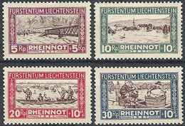 Liechtenstein 1928: "Rheinnot" Zu W7-10 Michel + Yvert 78-81 * Falzspur MLH (Zumstein CH 320.00 Für **) - Unused Stamps