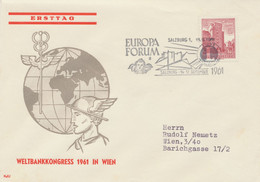 ÖSTERREICH 1961, „SALZBURG 1 EUROPA FORUM SALZBURG 14-17 SEPTEMBER 1961“ SST Auf Kab.-Brief (Weltbank-Kongress, Wien) - Lettres & Documents