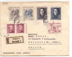Omslag Enveloppe - Praha Ceskoslovensko Naar Gand Gent - Recommandé Stempel Cachet 1947 - Enveloppes