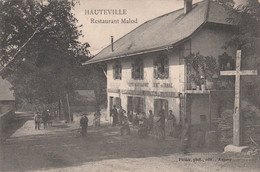 73 HAUTEVILLE  RUFFIEU     Restaurant Malod         TB PLAN  1908   Avec Cachet SNCF Au Verso.   RARE - Hauteville-Lompnes