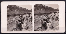 ORIGINALE PHOTO STEREO DEBUT 1900 * NICE - LES LAVEUSES SUR LE PALLION * - Stereoscopes - Side-by-side Viewers