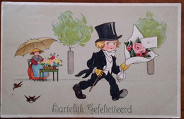 Fritz Baumgarten. Boy In Suit With Bunch Of Flowers - Baumgarten, F.