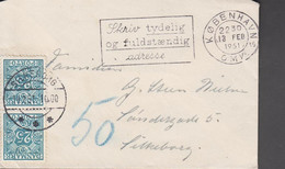1951. DANMARK. . Postage Due. Porto.__ 25 Øre Blue In Pair On Nice Small Cover Cancelled SILK... (Michel P30) - JF518170 - Portomarken