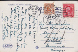 1934. DANMARK. . Postage Due. Porto. 10 Øre (defect From The Post Office) On Post Card (HOTEL... (Michel P22) - JF518172 - Postage Due