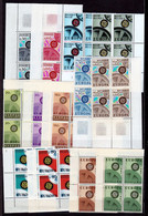 1967 EUROPA CEPT EUROPE ANNATA YEAR 4 Annate Di 19 Paesi E 37v. In QUARTINA MNH** Angolare Bl.4 INGRANAGGIO - GEAR - Full Years