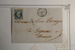 L5 FRANCE BELLE LETTRE 1853 BORDEAUX  POUR GIGNAC HERAULT +NAP. N° 10 ++AFFRANCH. INTERESSANT - 1852 Louis-Napoleon