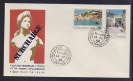CYPRUS 1986 OVERPRINTED SET STAMPS ON UNOFFICIAL FDC (NO OFFICIAL ISSUED) - Lettres & Documents