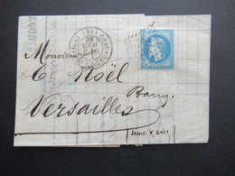 Frankreich 1869 Napoleon Nr.28 Rautenstempel Nr.978 Nach Versailles Gedruckter Faltbrief Roy & Donnot Chaumont Banque - 1863-1870 Napoleon III With Laurels