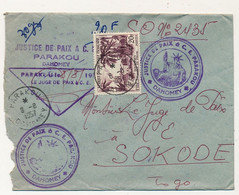 A.O.F - Enveloppe Depuis PARAKOU (Dahomey) 9/8/1957 Affr 20f Fides, Cachets Divers Justice De Paix Parakou Dahomey - Briefe U. Dokumente