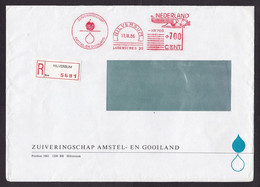Netherlands: Registered Cover, 1986, Meter Cancel, Water Authority Amstel-Gooiland, R-label Hilversum (minor Crease) - Brieven En Documenten