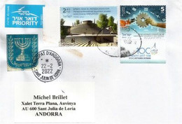 National Memorial Hall For Israel's Fallen, Letter From Israel 2022, Sent To Andorra (Principality) - Storia Postale