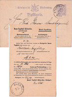Württemberg - 5 Pfg. Ganzsache Zudruck "Neues Tagblatt" Stuttgart Backnang 1889 - Wuerttemberg