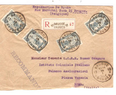 SP511/ TP 164 Perron Liégeois (4) S/L. Recommandée Obl.Agence Brugge-Bruges *13* 19/1/1922 > Roma Italie Rare-Zeldzaam - Postmarks With Stars