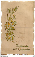 Carte En  CELLULOID  Peinte A La Main - SOUVENIR DE 1 Ere COMMUNION - Bordure Ciselée - Kommunion