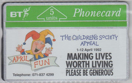 UNITED KINGDOM BT 1992 APRIL FUN THE CHILDREN'S SOCIETY APPEAL MINT - BT Allgemeine