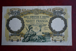 Banknotes ALBANIA  20 Franga 1939 VF BANKA KOMBËTARE E SHQIPNIS BANCA NAZIONALE D'ALBANIA - Albanien