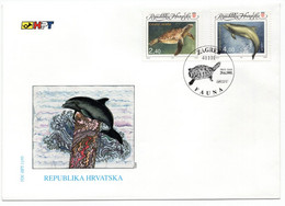 FDC - Fauna - Turtle - Dolphin - Postal Stamp Zagreb - Schildpadden