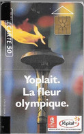 CARTE²-PUBLIC-50U-GEMA-12/1990-F 129-YOPLAIT-FLAMME OLYMPIQUE-V°N°B0C08A-NSB-TBE - 1990