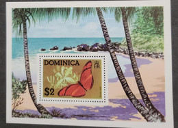 SO) DOMINICA, BUTTERFLY, BEACH, PALMA, NATURE, MNH - Dominica (1978-...)