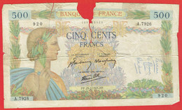 France - Billet De 500 Francs Type La Paix - 25 Février 1943 - 500 F 1940-1944 ''La Paix''