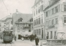 REPRO-AK Straßenbahn Dornbirn - Lustenau 1910 Marktstraße Vorstädter Brunnen Vorarlberg Österreich Austria Tramway - Dornbirn