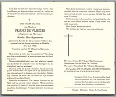 Bidprentje Burcht - De Vlieger Frans (1925-1958) - Images Religieuses