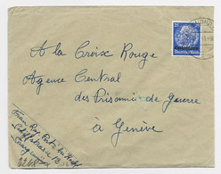 ALSACE LORRAINE 25C LOTHRINGEN SEUL LETTRE COVER SAARGEMUND 10.2.1941  POUR CROIX ROUGE GENEVE CENSURE NAZI - Alsace-Lorraine
