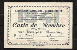 France Carte De Membre Association Commerciale Et Industrielle De Roanne 1941    B/TB  Voir Scans ! ! ! - Pharmacie