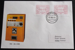 GRIECHENLAND 1984 Mi-Nr. ATM 1.2 Und 1.7 Auf Automatenmarken-FDC - Machine Labels [ATM]