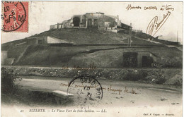 CTN77/3 - TUNISIE SEMEUSE LIGNEE 10c SURCH. F.M. SUR CPA TUNIS / PONT ST ESPRIT 9/12/1907 - Lettres & Documents