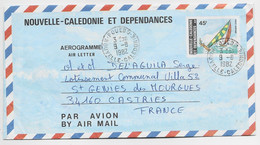 NOUVELLE CALEDONIE 45FR AEROGRAMME POUEBO 9.8.1982 LETTRE AVION - Aerogrammes