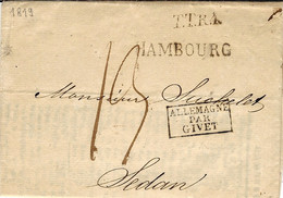 1819 Lettre De HAMBOURG  Pour Sedan  - T .T.R.4  Noir + Entrée ALLEMAGNE / PAR / GIVET   Noël 19  ( V Sous A )  Encadrée - Marques D'entrées