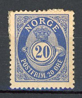 NOR - Yv. N° 52  Dent 14 1/2 X 13 1/2  *  20 Ore  Format 16x20 Cote 30  Euro BE R  2 Scans - Neufs