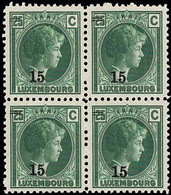 Luxembourg Luxemburg 1928 Charlotte Bloc 4x 15c./25c. Surcharge, Neuf MNH** - 1926-39 Charlotte Right-hand Side