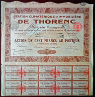 Station Climatérique Et Immobilière De Thorenc, Action De 100 Francs De 1928 - Toerisme