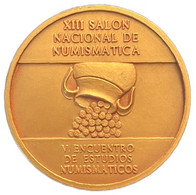 ESPAÑA. MEDALLA XIII SALÓN NACIONAL DE NUMISMÁTICA. BARCELONA 1.990. BRONCE DORADO. ESPAGNE. SPAIN MEDAL - Professionnels/De Société