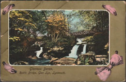 Rustic Bridge, Glen Lyn, Lynmouth, Devon, 1911 - A & G Taylor Postcard - Lynmouth & Lynton